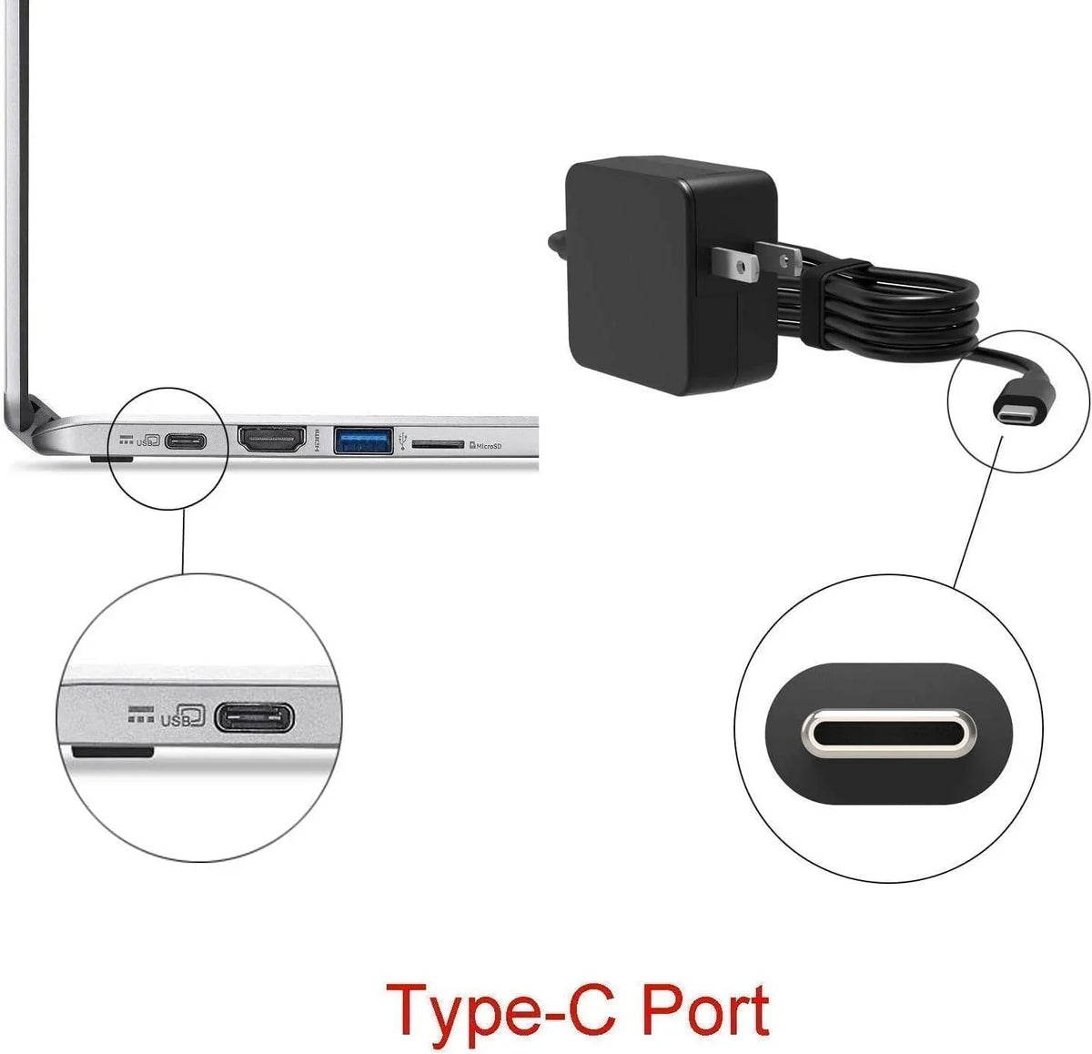 Ac 45w 81MA0022US Lenovo 100e USB-C Compatible with Power Guy-Tech Cord Chromebook Adapter