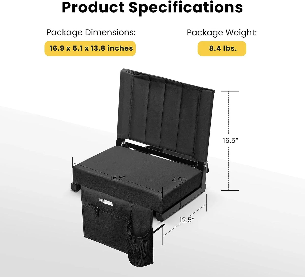 Chair with and Holder Shoulder Stadium Seat for SPECSTAR Cup Bleacher Support, Bleachers Folding Portable with Back Strap