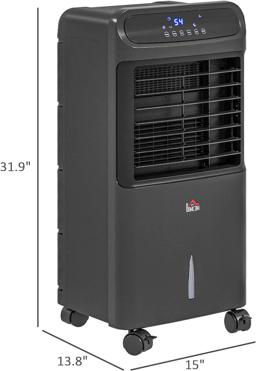 Timer, Oscillating, Display, 3-In-1 Black Cooler, for Fan Humidifier Air Cooling Tank Evaporative with liquid Bedroom, liquid Remote, Mobile LED Home HOMCOM Office, Unit 32" Ice 3.2gal Conditioner