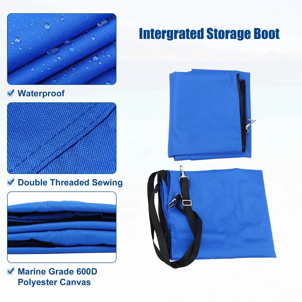 Bimini Top Blue Detachable Unique Side Blocks 4Bow Canvas Bargains With 8'Lx54"Hx67"-72"W