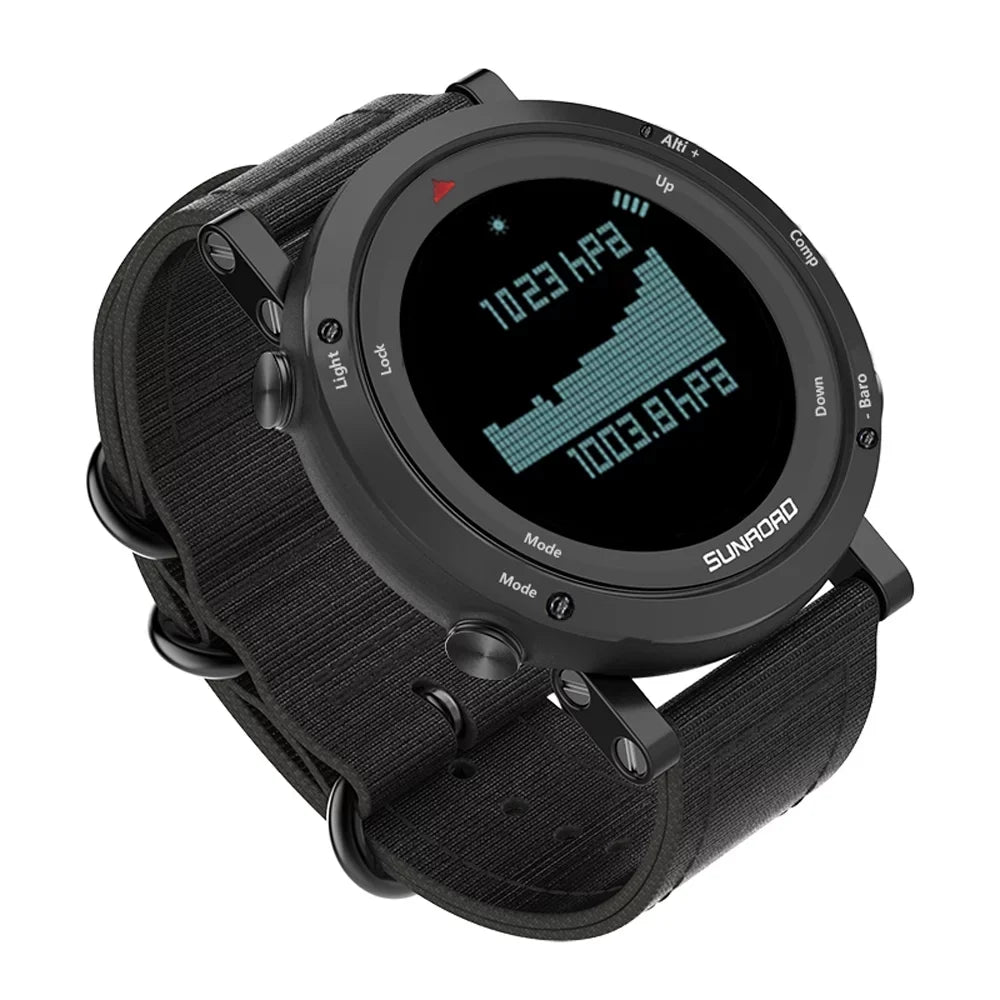 Running Mountaineering Sports Compass Altimeter Forecast liquid-resistant Camping Multifunctional for Thermograph Watch climate Watch Men 50meters SUNROAD Barometer Trekking