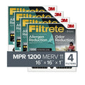 Filtrete 16x16x1 Air 1200 Odor 4 Reduction, Allergen Filters MERV 11, MPR Filter, Plus