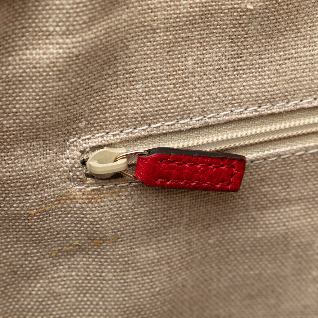 Unisex Satchel Calf Charm (Good) Red Leather GG Authenticated Convertible Dome Pre-Owned