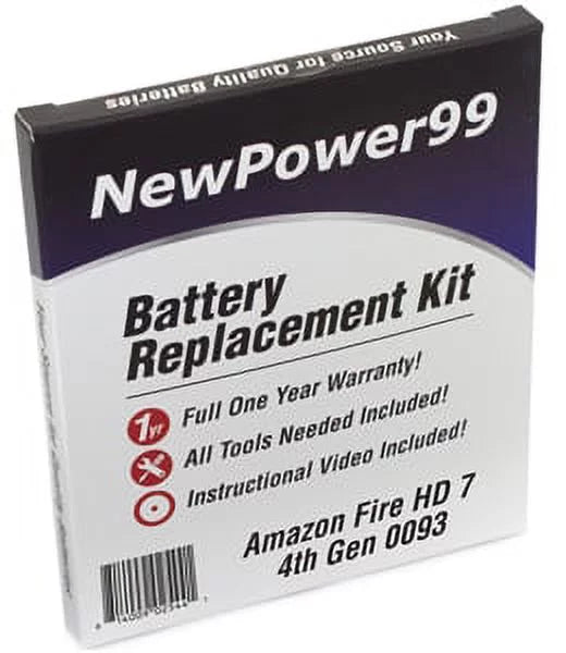 Year Warranty Extended HD Life 4th Battery and Full 7" Tools, Instructions, Amazon Replacement 0093 Battery One with Kit Generation Video Fire