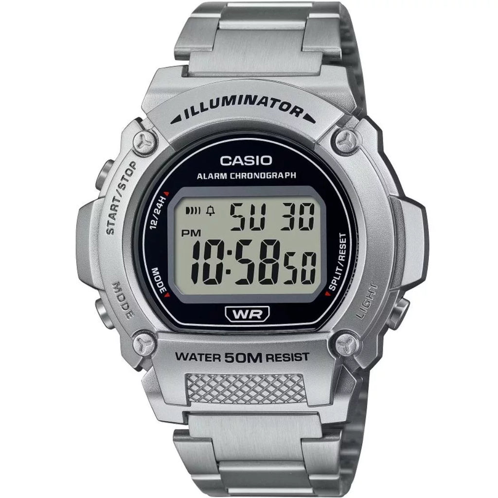 Stainless with W219HD-1AV Bracelet Casio Watch Steel Men's Digital