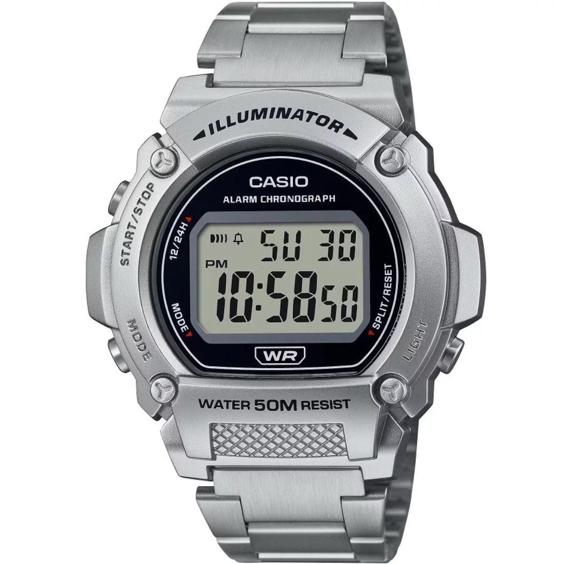 Stainless with W219HD-1AV Bracelet Casio Watch Steel Men's Digital