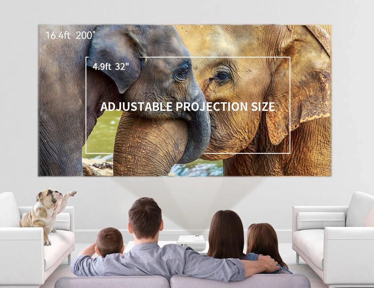 Leisure and Display, 200'' Lamp Compatible TV Support (White) Stick, with 1080P Projector 3 TF, Mini Projector VGA, USB 65000 LED Supported Portable PS4, HDMI, Life, with Hours AV VANKYO