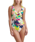 Printed US MULTI Swimsuit, Ruffled One NAVY DKNY Piece 4
