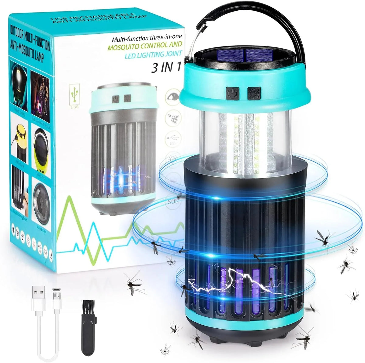 Fly exterior Bug Zapper Camping Zapper Waterproof, Home, Bug Zapper Mosquito Emergency exterior in with for Light G·PEH Rechargeable 1 3 Indoor Bug Trap Backyard, Solar Home, for Zapper,