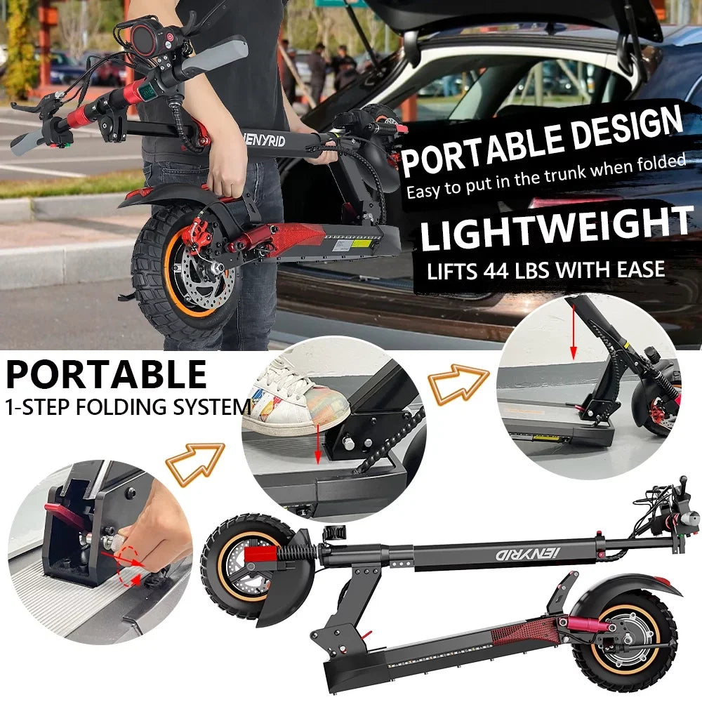 600W(Peak Miles Road Seat, 330lbs 28 with Adult inch Skateboard Off iENYRID Scooter 10 Electric Folding and Tires Electric Range, 800W) to up Commuter Adult E-Scooter Long