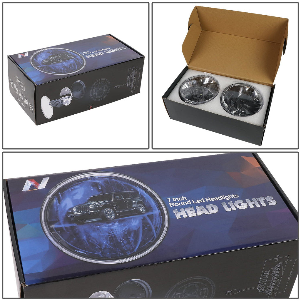 1997 13 Chrome NUVISION 2018 7 LJ inches 12 14 TJ Nuvision CJ NVL-HL-002 Housing 11 Wrangler/Wrangler JK Headlights Halogen to 2Pcs LIGHTING 10 LED For Jeep