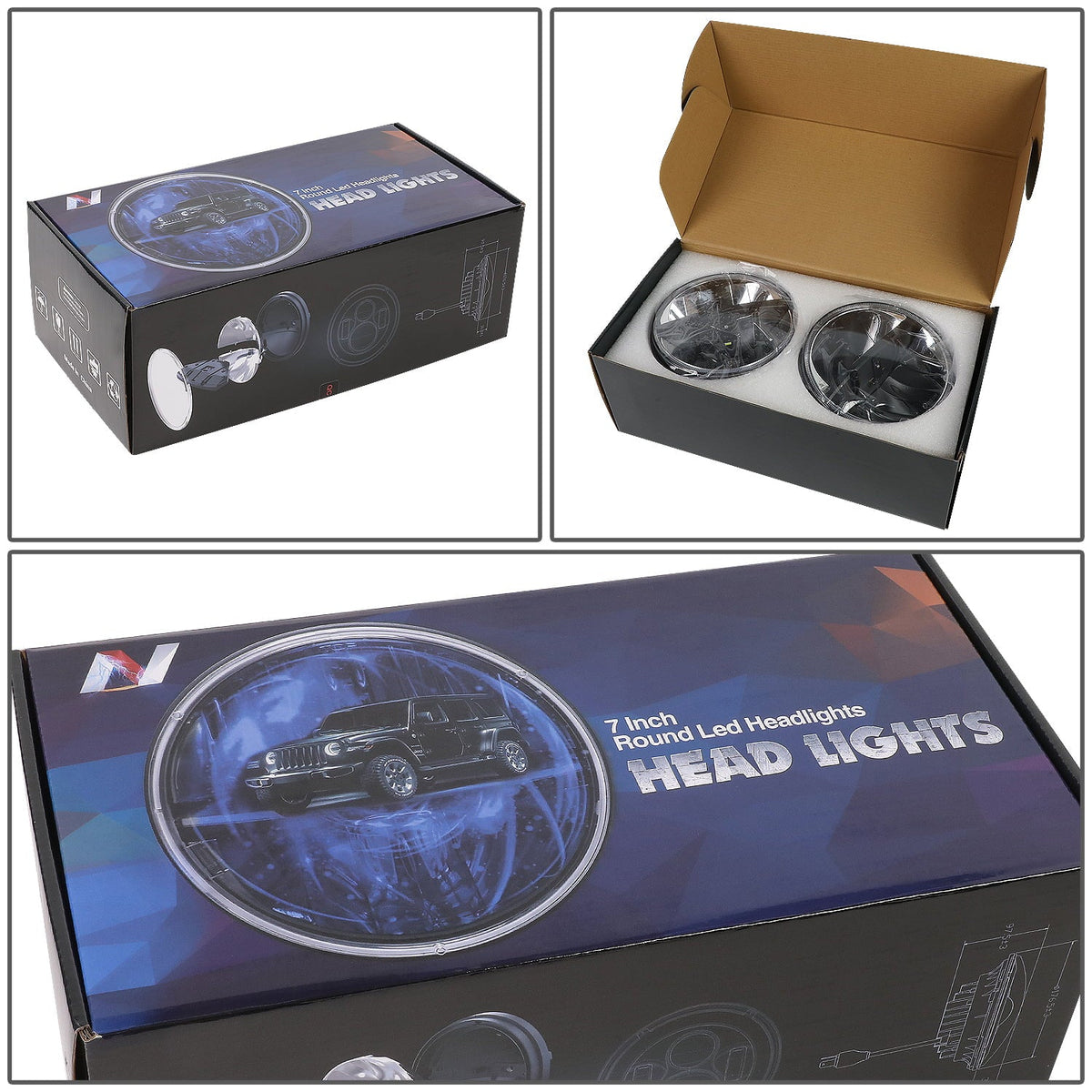 1997 13 Chrome NUVISION 2018 7 LJ inches 12 14 TJ Nuvision CJ NVL-HL-002 Housing 11 Wrangler/Wrangler JK Headlights Halogen to 2Pcs LIGHTING 10 LED For Jeep