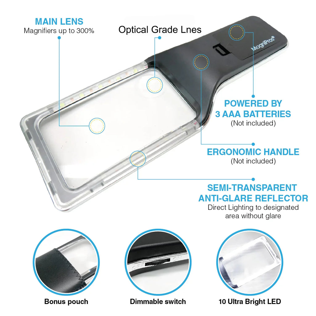 Magnifying Fully & Magnifier Vision Low 4X Dimmable Fonts, Large Reading Best Small for LEDs]-Evenly Area-The Macular Seniors, Lit Viewing Anti-Glare Degeneration [10 with Lighted Glass
