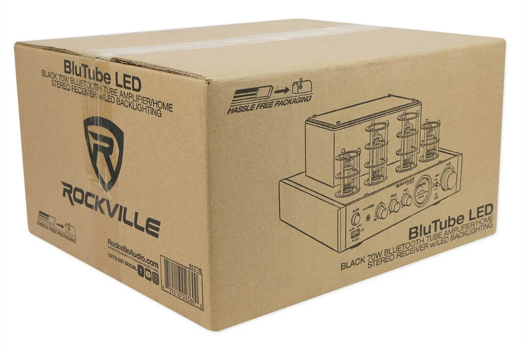 White Rockville Tube Receiver+(8) Theater LED Speakers Amp/Home 6.5" Ceiling