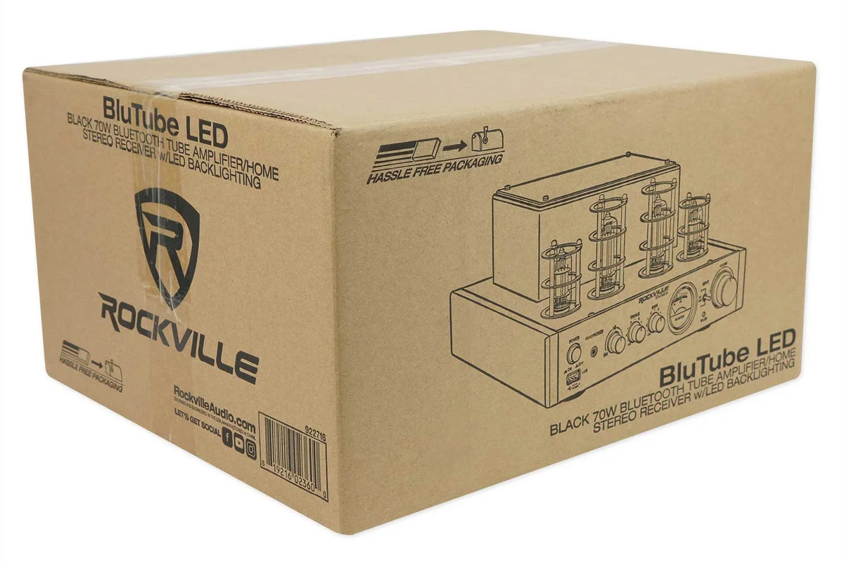 White Rockville Tube Receiver+(8) Theater LED Speakers Amp/Home 6.5" Ceiling