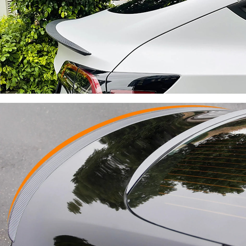 Spoiler Fiber) Wing Model 2023 2017 Carbon (Matte Trunk 3 Tesla Rear For Lip -