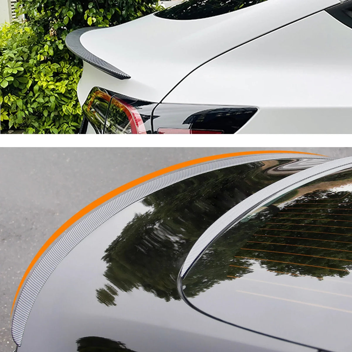 Spoiler Fiber) Wing Model 2023 2017 Carbon (Matte Trunk 3 Tesla Rear For Lip -