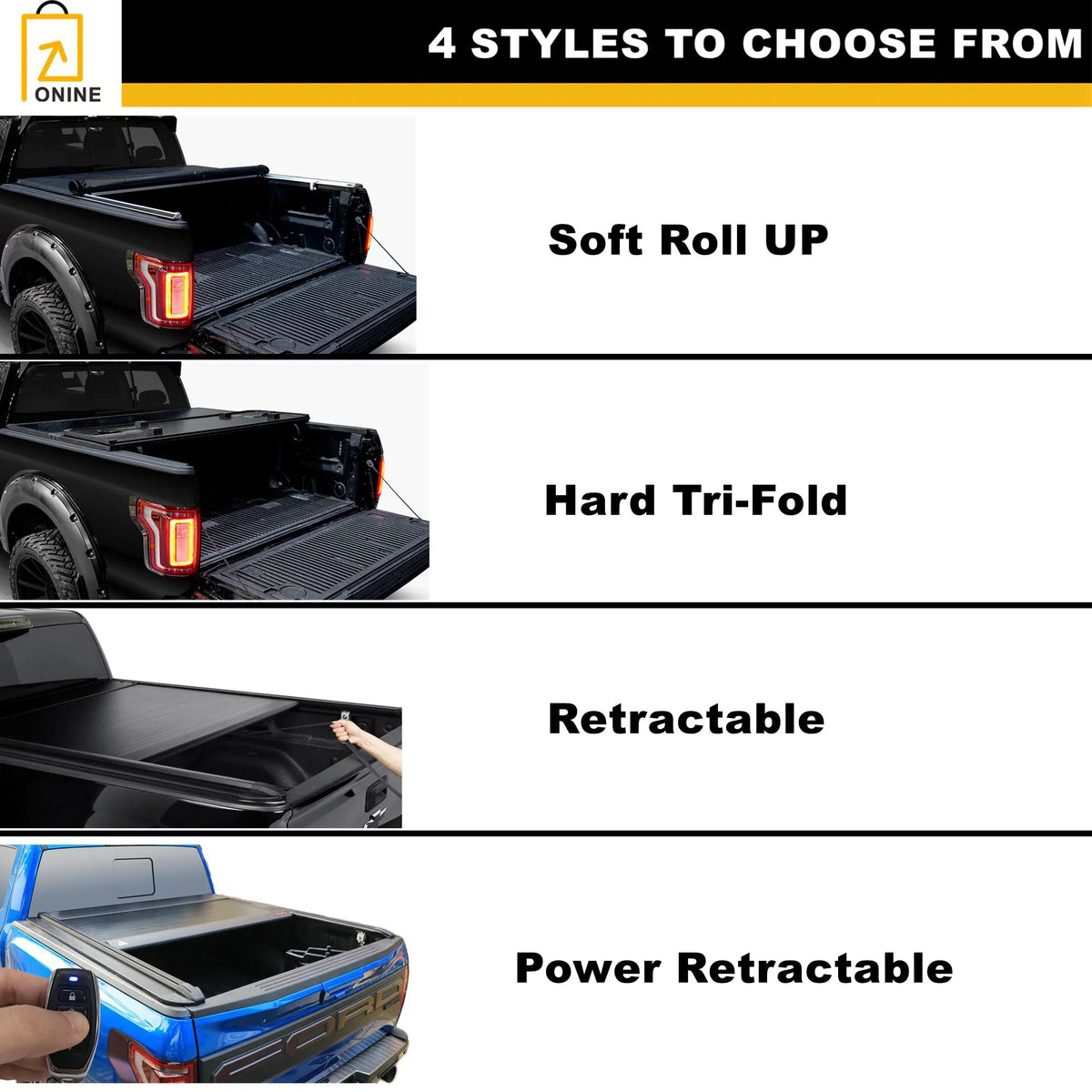 Cover Truck Body Bed(67"), 1500 5.7ft Ram not Fit Does Tailgate (Split) ONINE Tri-Fold Fit Dodge or with Custom Does Multi-Function 2019-2024 Classic, Hard AWH RamBox Not Bed Tonneau New fit