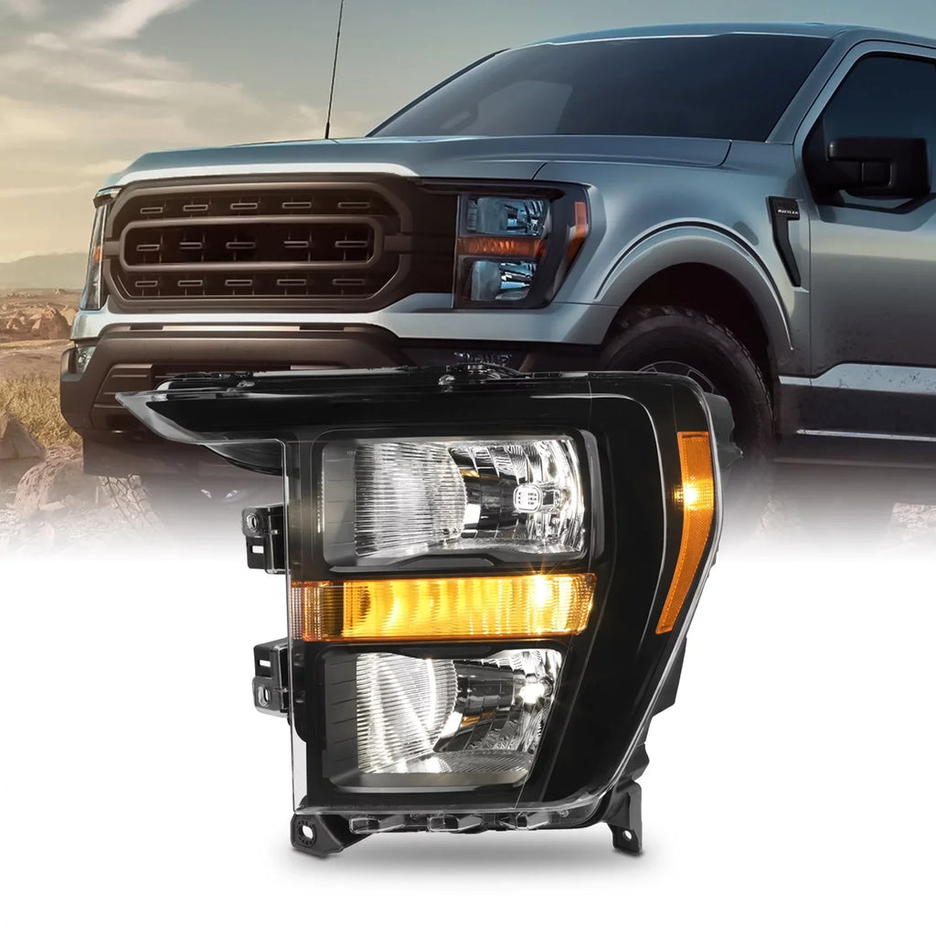 2021 Truck Headlamp design [Halogen Driver F150 Black Side 2023 Housing Fit Headlight 2022 Pickup Type] - AKKON Left OE