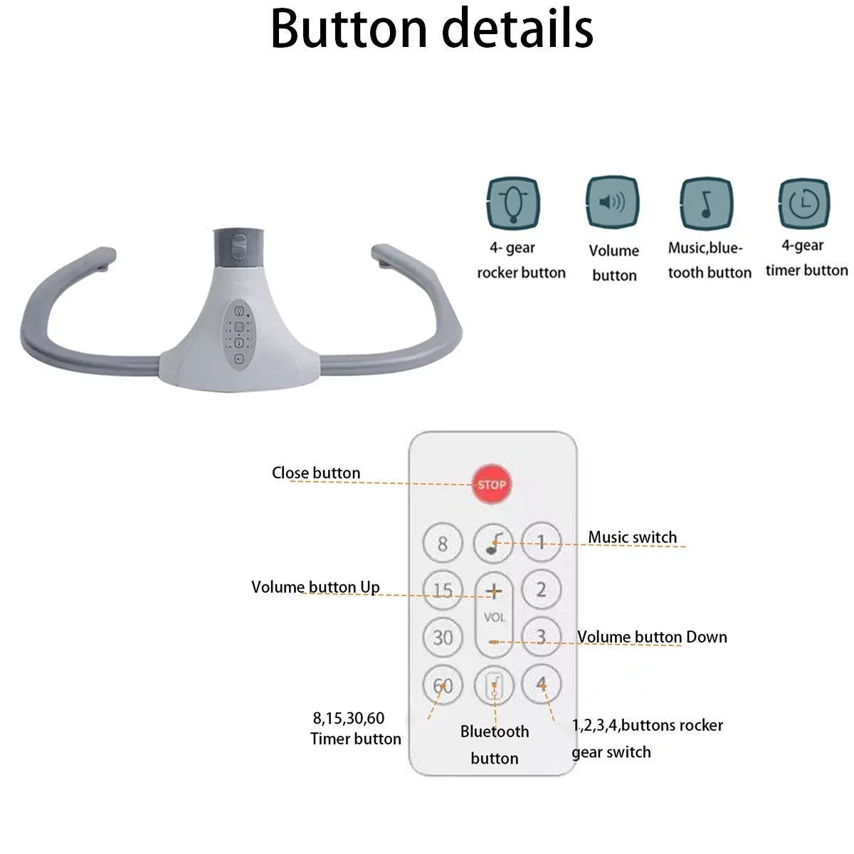 and Seat Baby Swing Control, Swing Electric Chair 4 Gray with Swing Speeds Infant Remote Portable