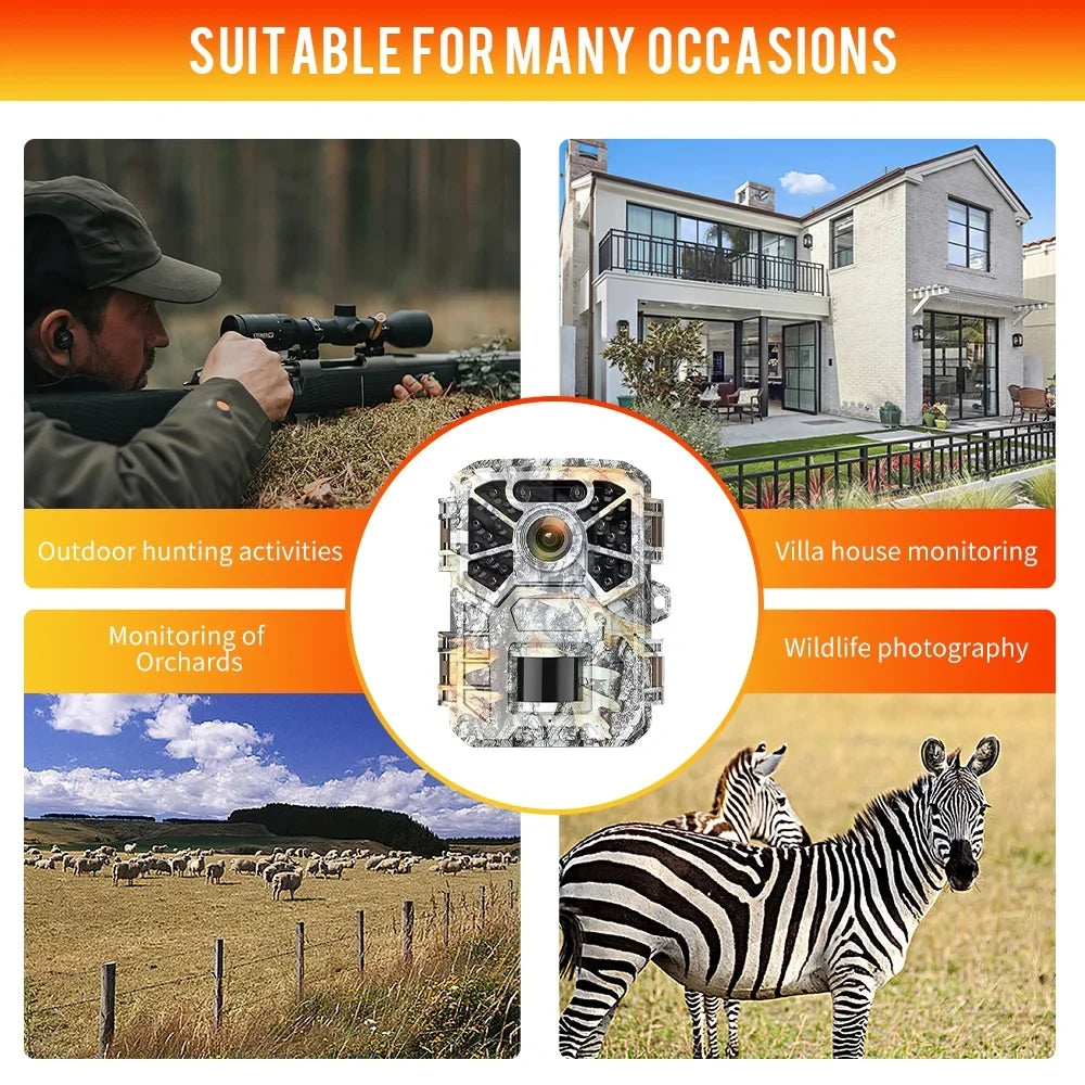 with Wide Surveillance, with 2 Game Waterproof Monitoring, 120° Angle Pack Trail Wildlife Camera 30MP Camera, Vision Hunting Lens Night Monitor 2k Trail Farm Infrared