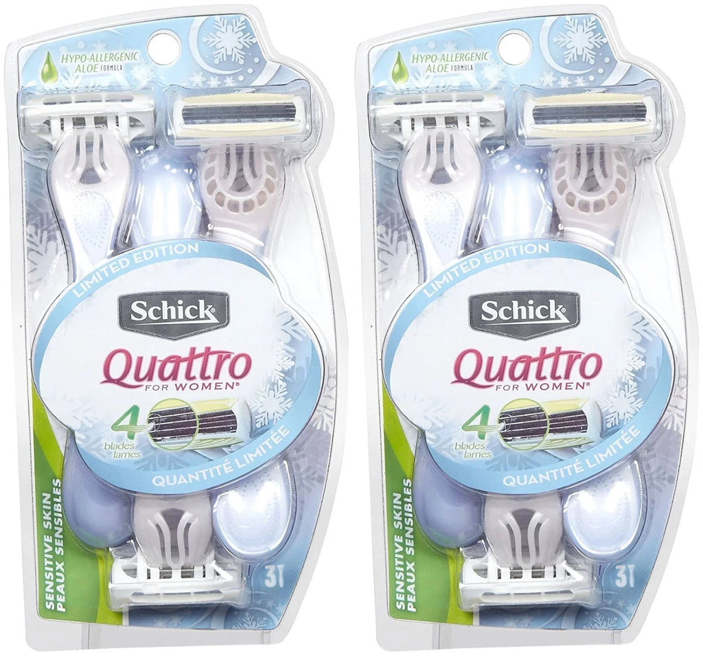 3 For 2 Razor Ct - Pk Women Quattro Schick Skin Disposable Quattro - Sensitive
