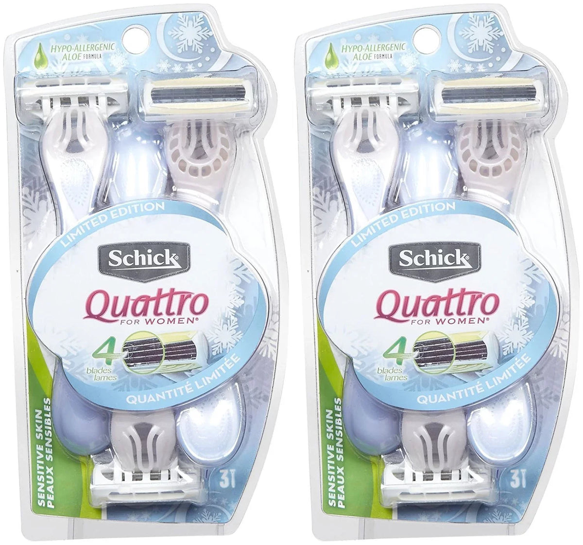 3 For 2 Razor Ct - Pk Women Quattro Schick Skin Disposable Quattro - Sensitive