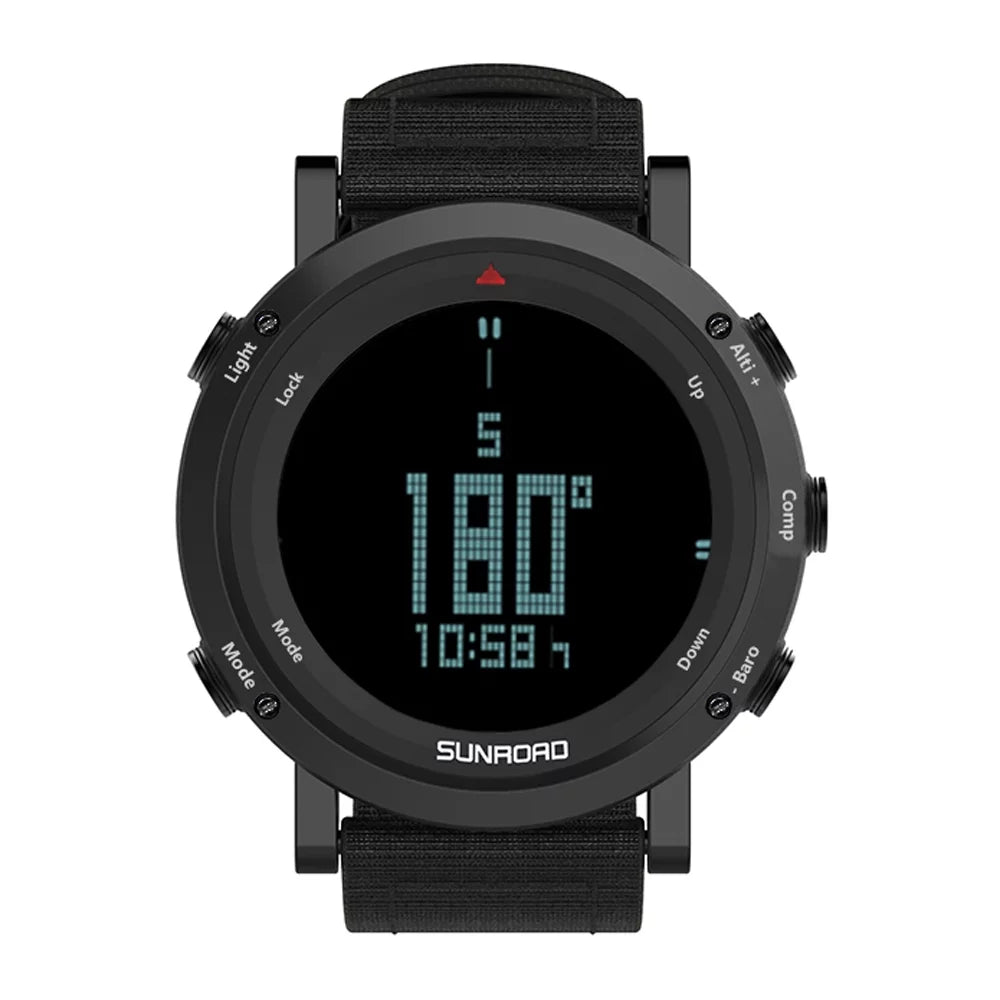 Running Mountaineering Sports Compass Altimeter Forecast liquid-resistant Camping Multifunctional for Thermograph Watch climate Watch Men 50meters SUNROAD Barometer Trekking