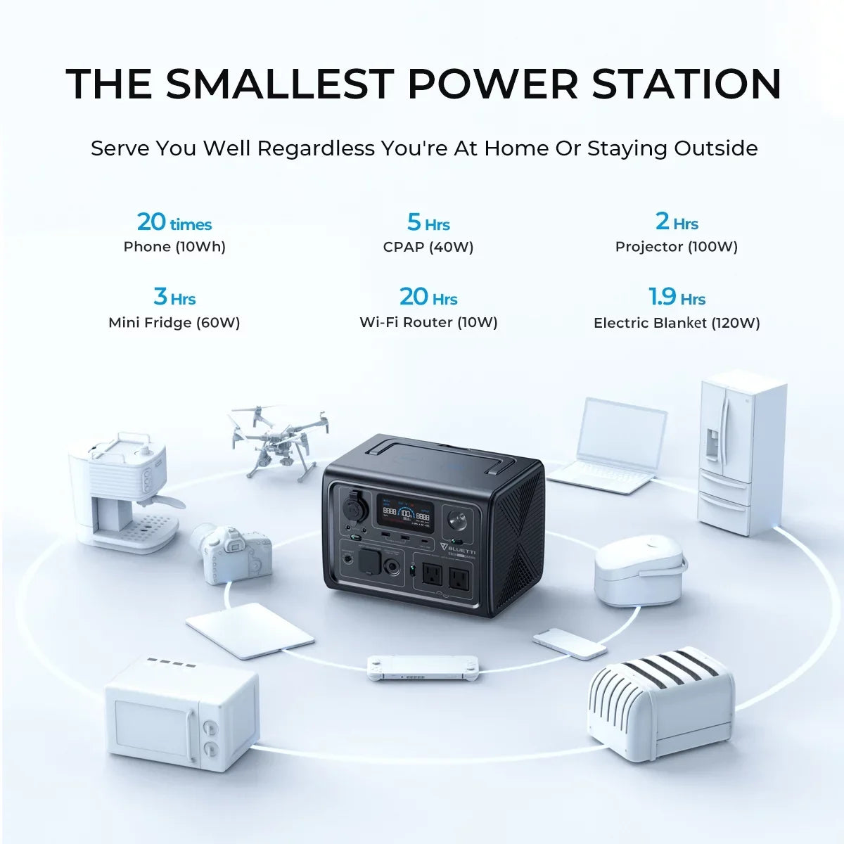 Home BLUETTI EB3A Generator, 268Wh Emergency Station Generator, Portable Use, Solar Bag,600W W/Carry Power LiFePO4 Camping, for
