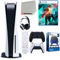 Remote, Cleaning Microfiber Version Cloth Starter Playstation Media Black Battlefield 2042, with Midnight Bundle PS5 Disc) Kit Accessory Headset, ( Controller, and Extra Disc 5