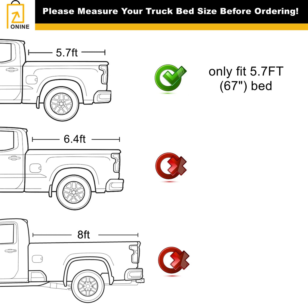 Cover Truck Body Bed(67"), 1500 5.7ft Ram not Fit Does Tailgate (Split) ONINE Tri-Fold Fit Dodge or with Custom Does Multi-Function 2019-2024 Classic, Hard AWH RamBox Not Bed Tonneau New fit