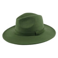 Hat Upturn Wide Fedora Panama Felt Brim Army Cotton Blend Green