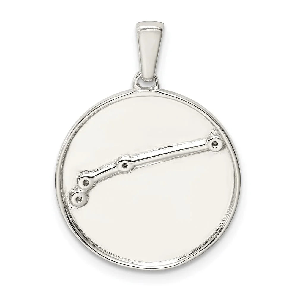 QQC9730 Pendant CZ Aries Zodiac Silver Rhodium-plated Sterling &