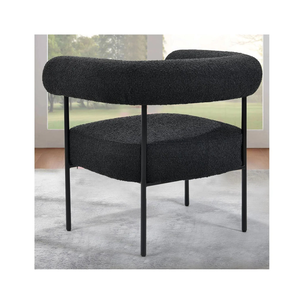 Chair Boucle Black Palma Metal Arm