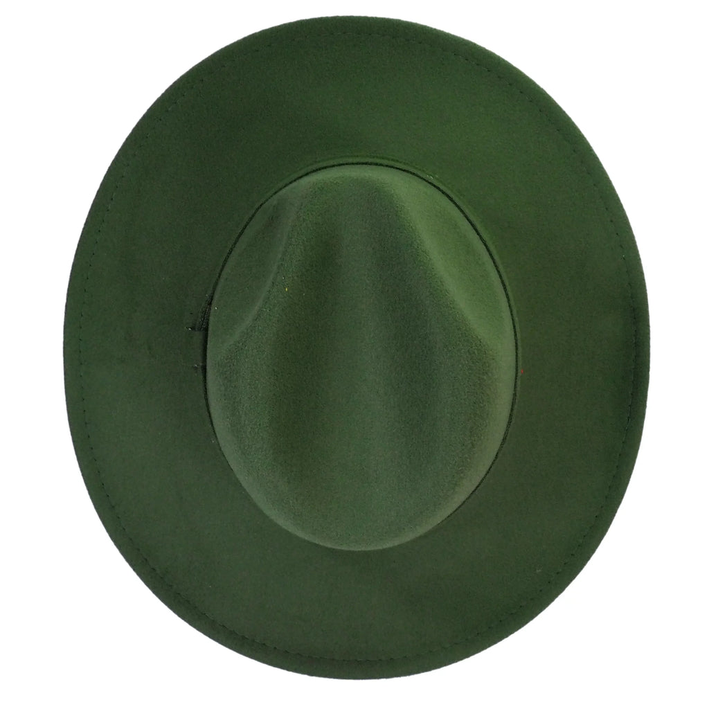 Hat Upturn Wide Fedora Panama Felt Brim Army Cotton Blend Green