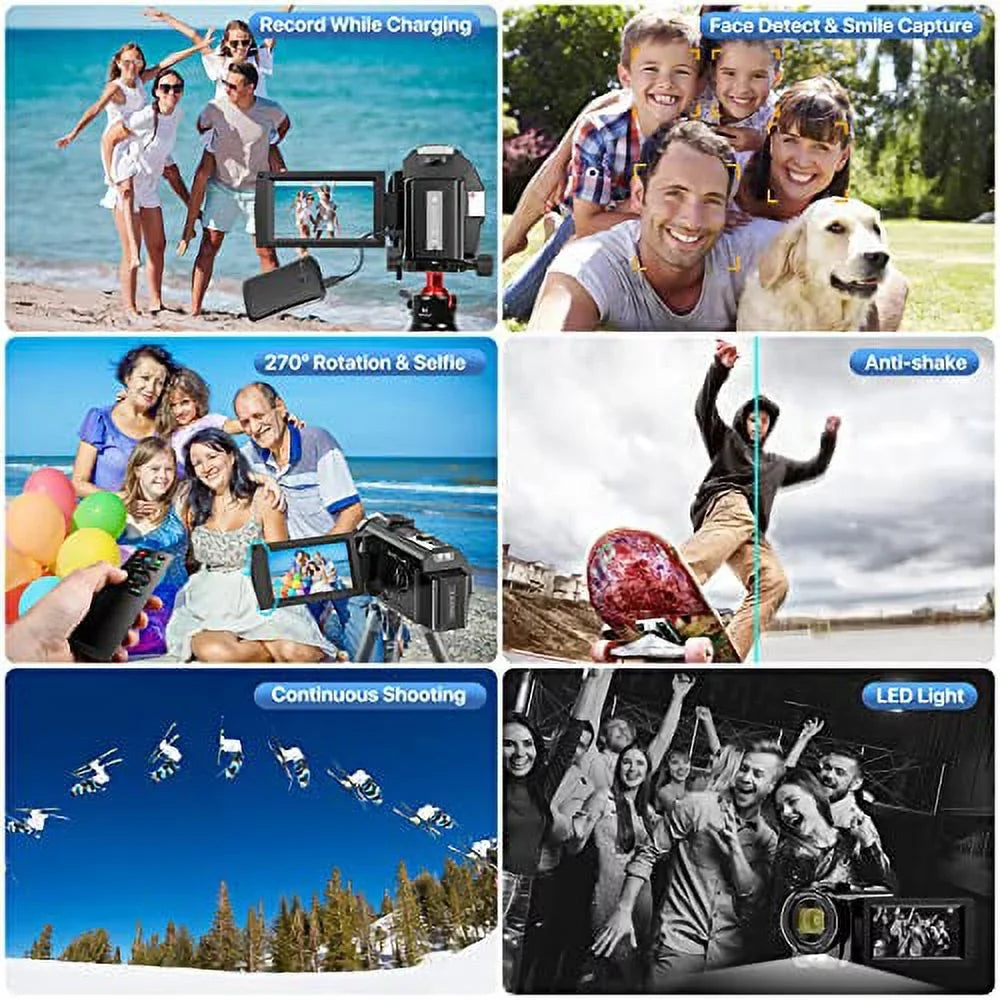 26MP with 1080P Camcorder WiFi Vlogging Batteries 16X Touch Camcorder 3.0'' Microphone,Remote 30FPS Night Camera 2 IR Vision Digital Recorder FHD YouTube Screen Video Camera Zoom and