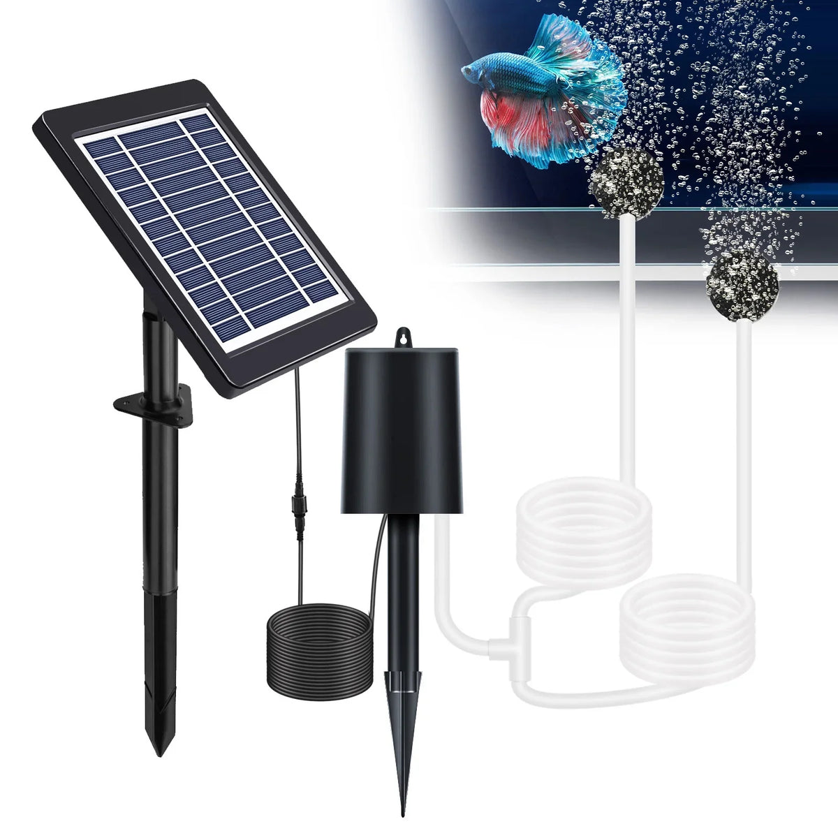 4W, 3 Andoer Aerator Modes, Pond Stock Pump, with Powered Solar Pond Air