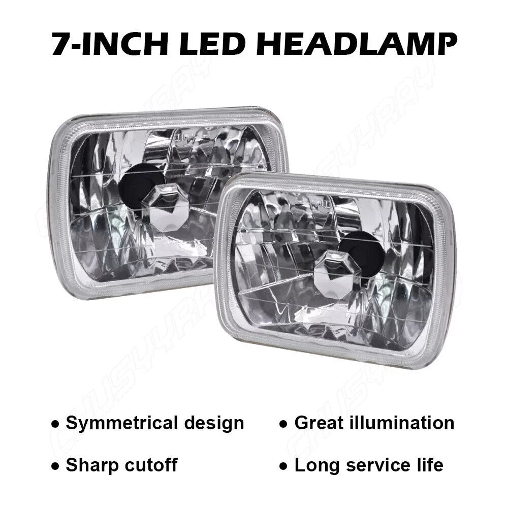 of Wrangler Jeep YJ XJ 1986-1995 Headlights Lampshade 2 Cherokee For Pack LED 7x6" 5X7" 1984-2001 NEW
