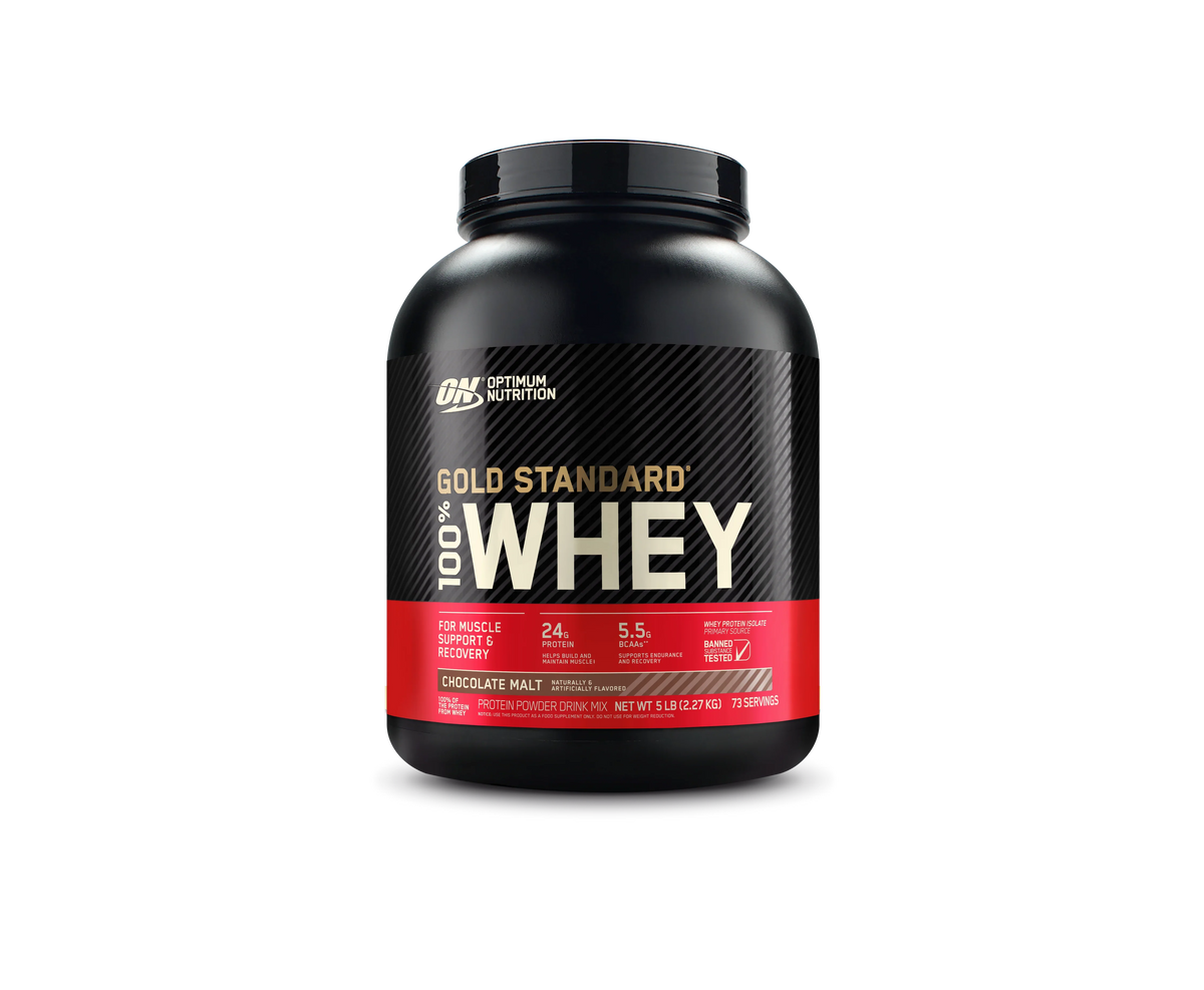 Chocolate Whey 5 100% lb, 73 Powder, Malt, Optimum Servings Nutrition, Standard Gold Protein
