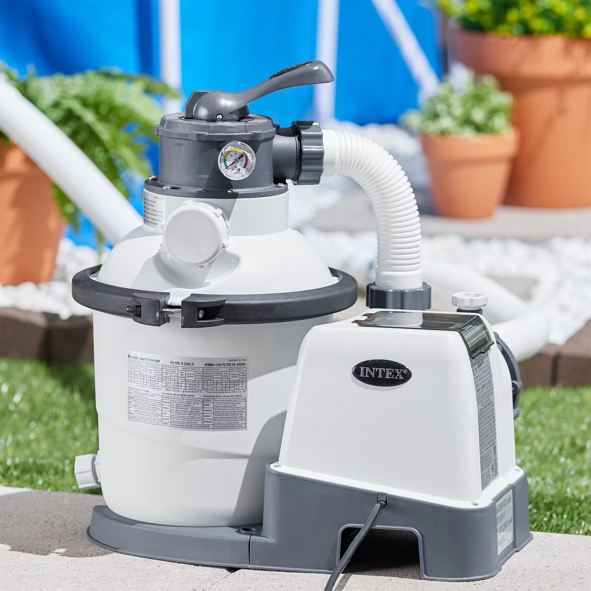 System Motor Sand Gph 1200 Intex10 Filter 1500 inch GFCI, Pool Clear Rate Flow V 110-120 GPH Pump, Krystal with