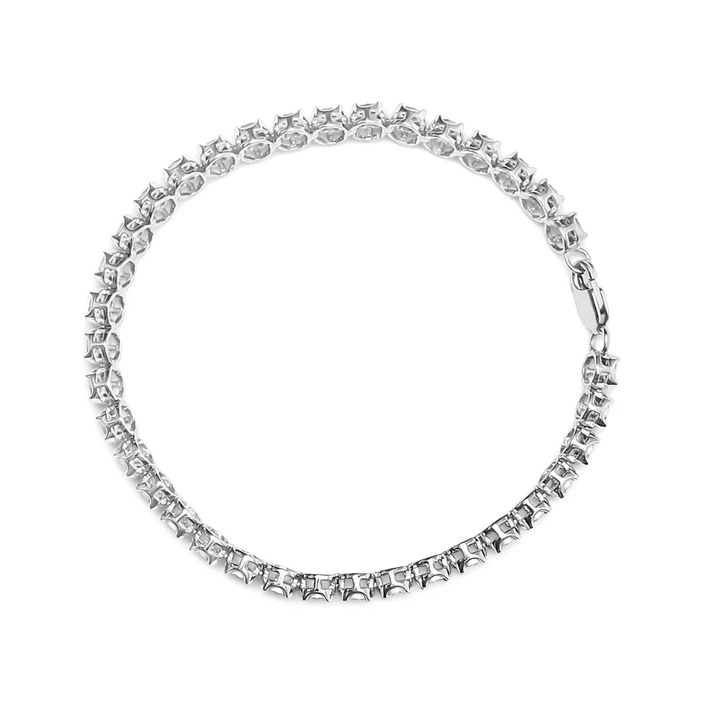 Clasp Miracle Round Color, .925 7.25" Haus Cttw Link Tennis Clarity) (I-J Bead Brilliance Set of 1/10 and Womens Bracelet Diamond Box Silver cut I2-I3 Sterling