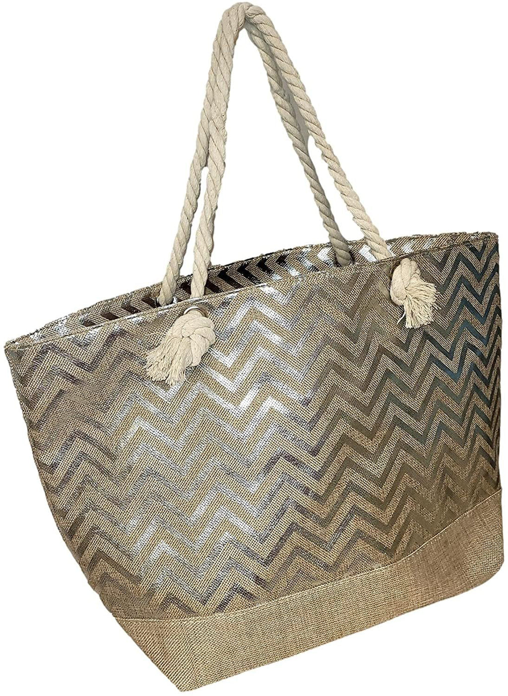 Print be Zipper Beach Metallic Top Monogram Personalized Can Bag Name Initial, Tote with Women - Large or with