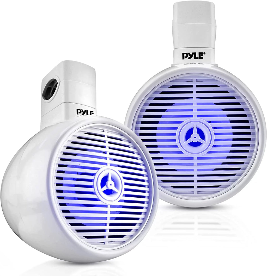 '- Bluetooth Box Marine System LED PLMRWKBT65WT Single with Resistant Built-in Speaker White Wakeboard Speaker Lights, 2-Way 6.5" liquid Mini