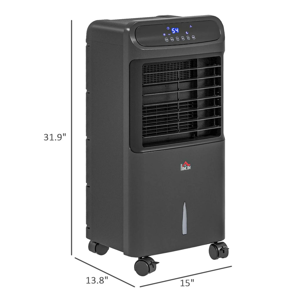 Air HOMCOM Remote Black with Evaporative Cooler Oscillating Mobile 3-In-1
