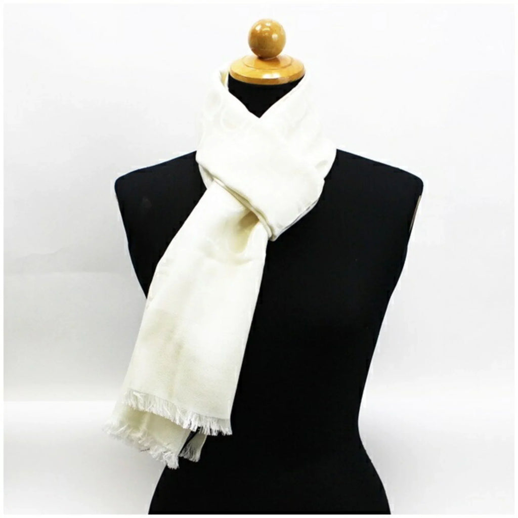 Salvatore Ferragamo (Good) Gancini wool rank silk stole white x SALVATORE ladies AB pattern Pre-Owned FERRAGAMO