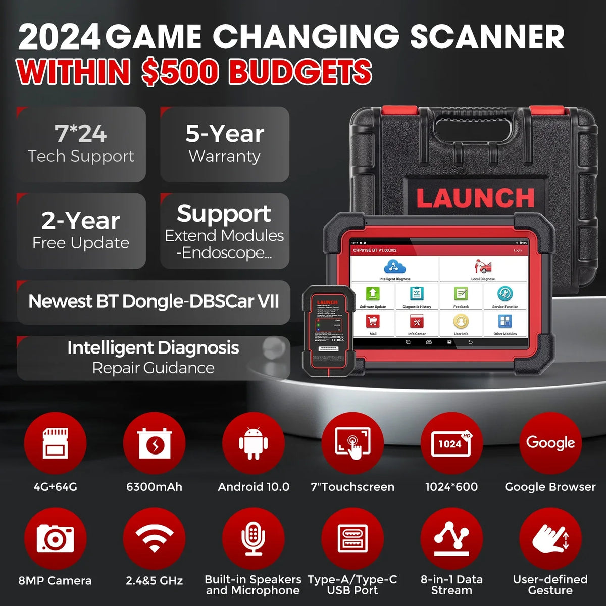 X431 Control,CANFD 2024 BT Scanner CRP DOIP,FCA Coding,Bi-Directional OBD2 All AutoAuth for 919E Full LAUNCH Tool with Scan System Diagnostic Vehicles,ECU