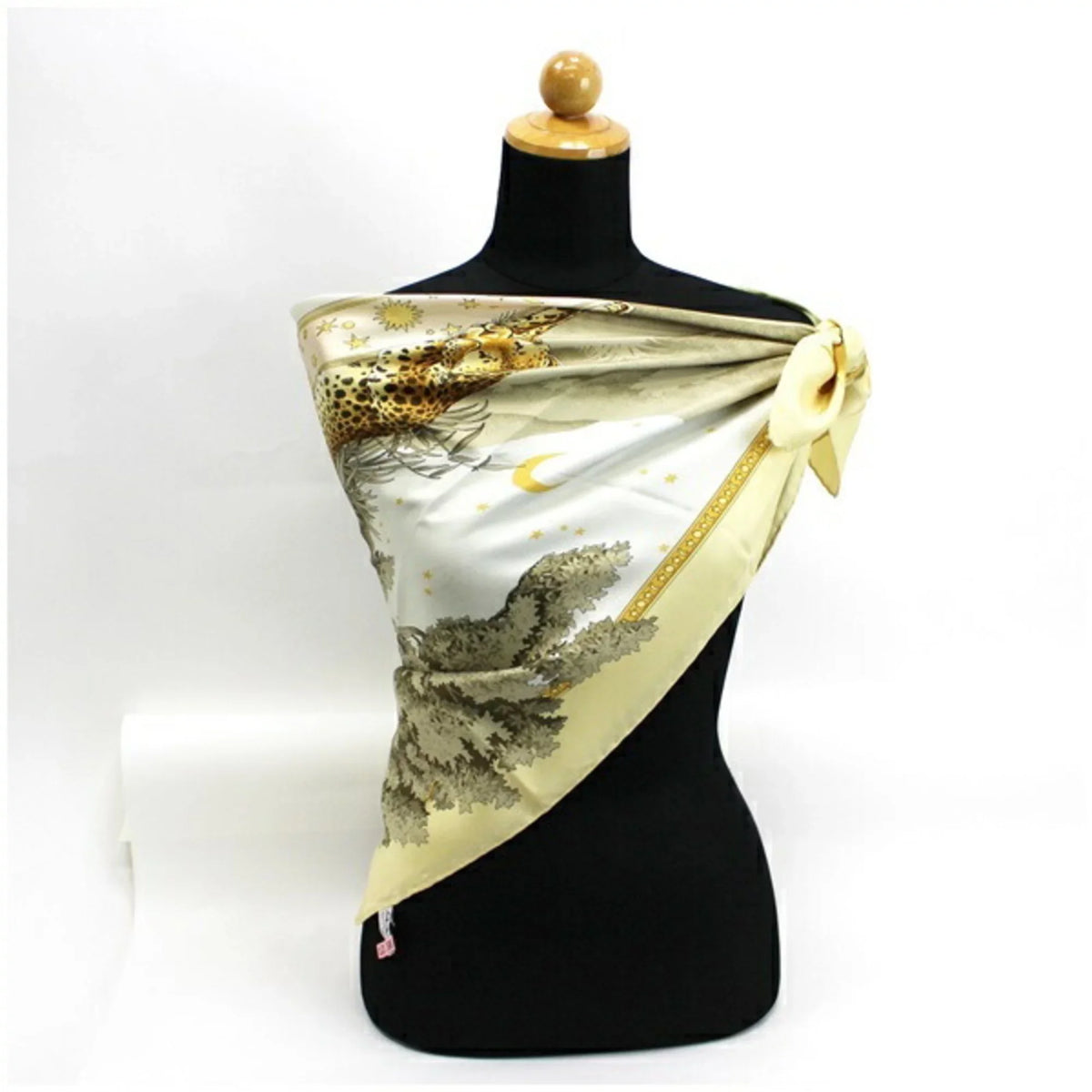 scarf (Good) Salvatore SALVATORE Pre-Owned muffler print yellow ladies animal FERRAGAMO silk Ferragamo leopard pattern paper