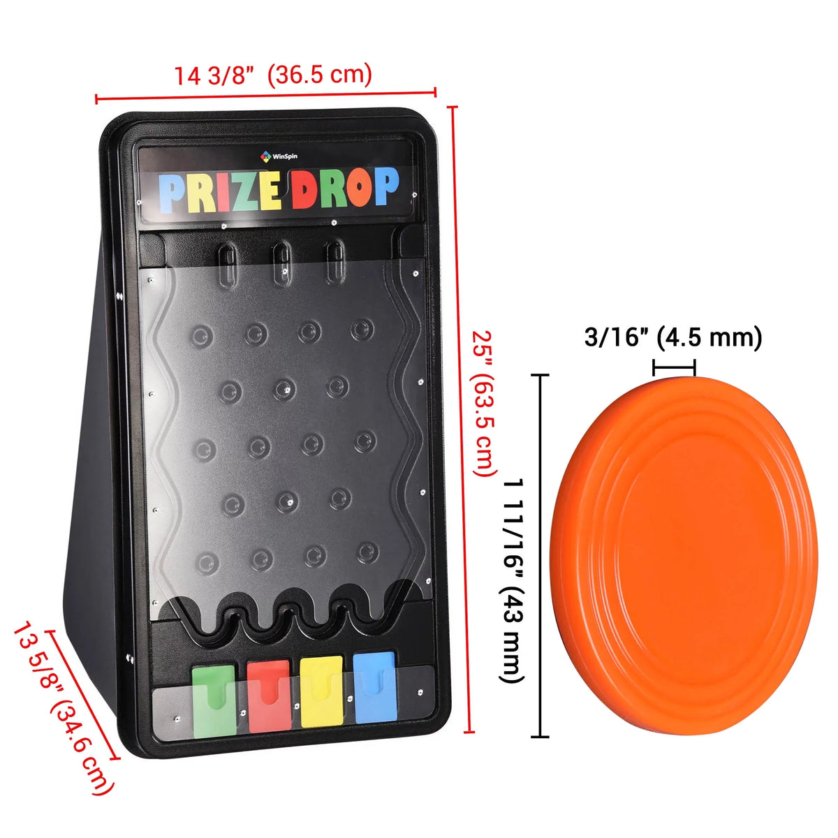 Disk Tradeshow Drop Pucks Board 25" WinSpin Drop Game w/20 Prize Home