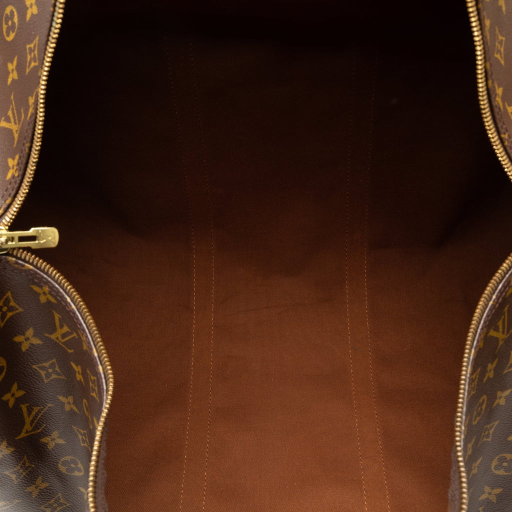 Monogram Authenticated Brown Pre-Owned Bandouliere WeekenderBag Travel 60 Keepall Bag (Good) Unisex Canvas