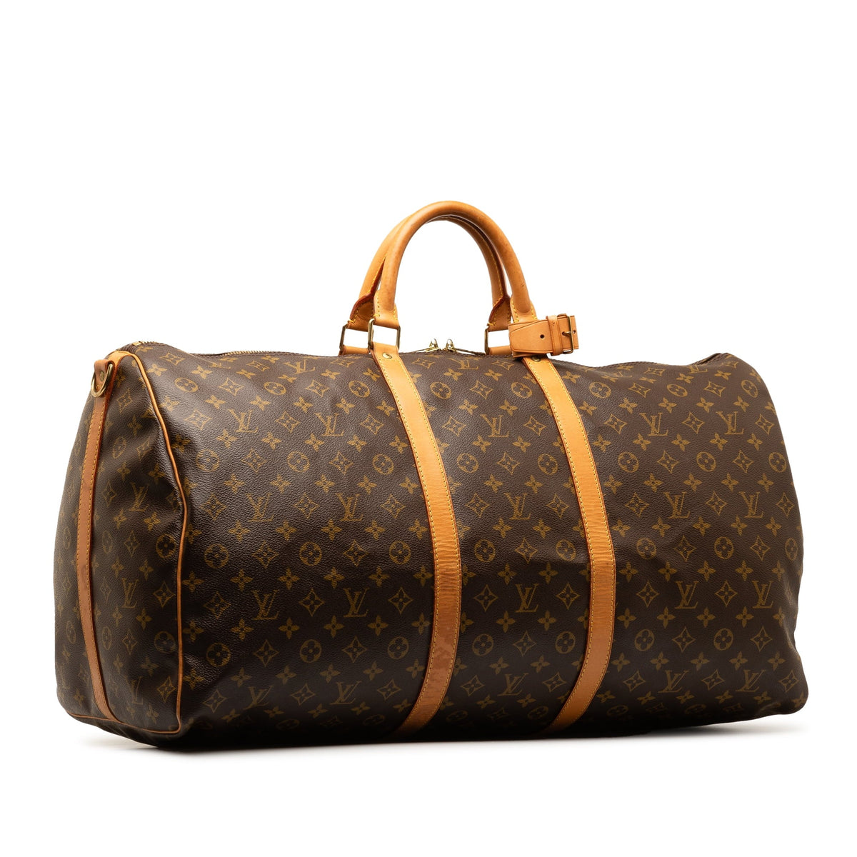 Monogram Authenticated Brown Pre-Owned Bandouliere WeekenderBag Travel 60 Keepall Bag (Good) Unisex Canvas